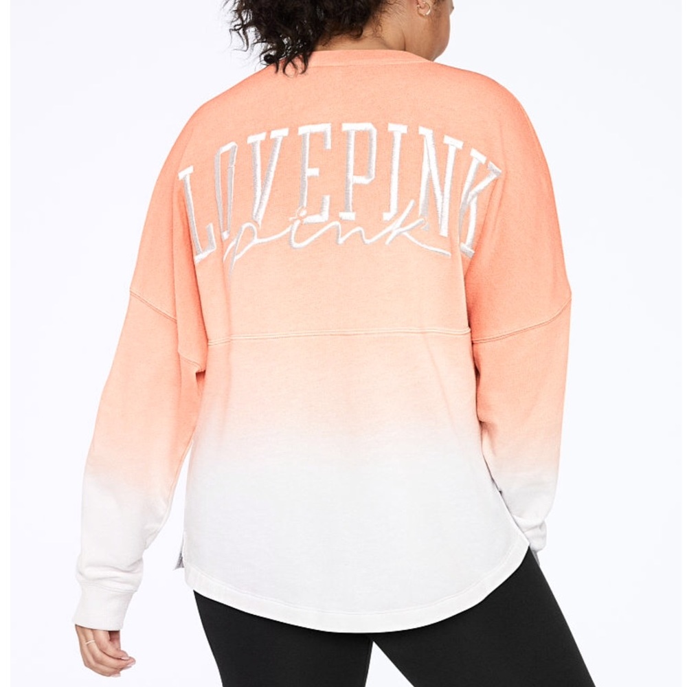 VS PINK DIP DYE OMBRÉ VARSITY CREW
